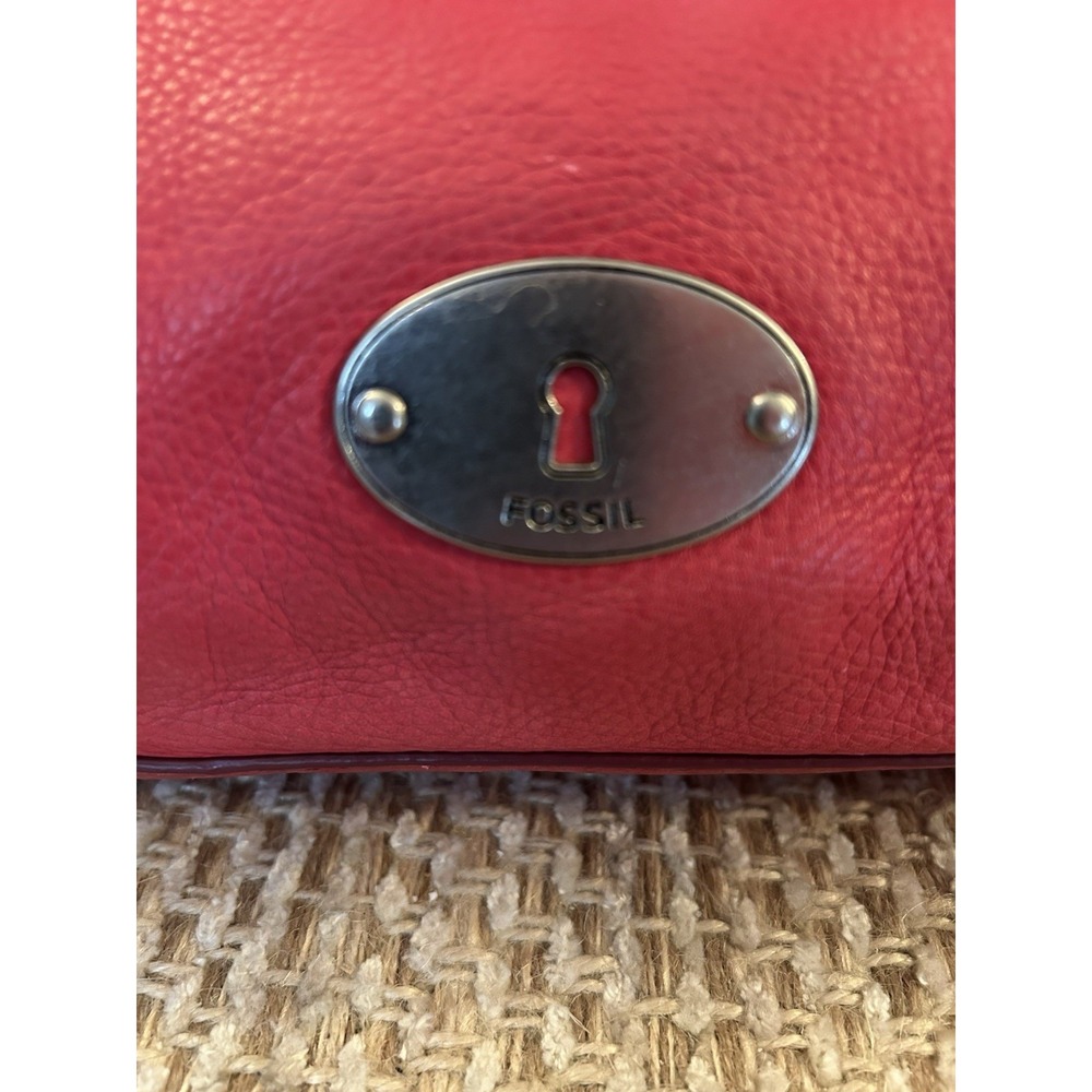 Vtg FOSSIL Long Live Marlow Satchell Handbag Pink Pebble Leather Gunmetal - Picture 3 of 12